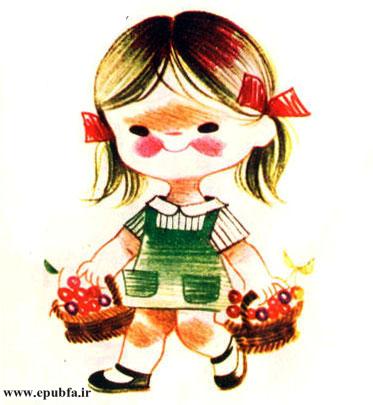 لوسی گیلاسهای تازه را از درخت خود میچید و در زنبیل میریخت.